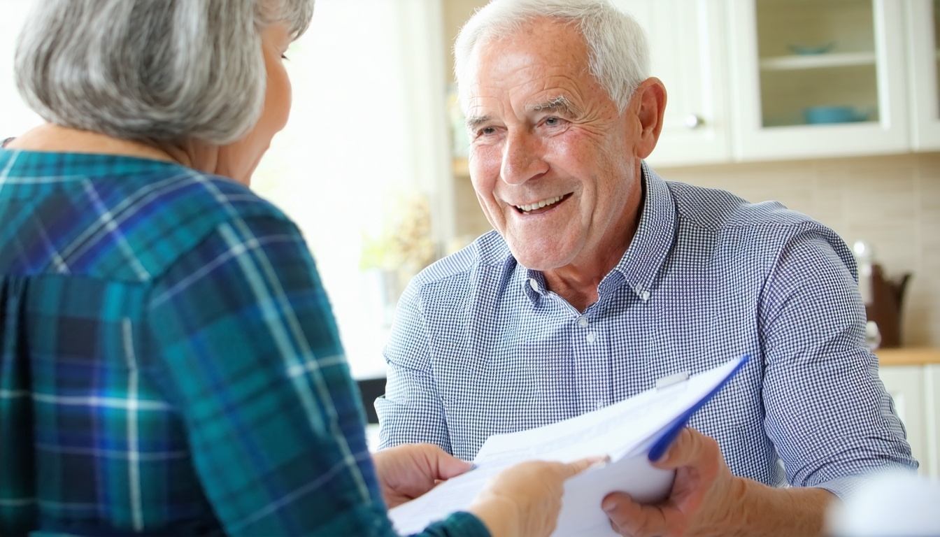 older couple buying insurance