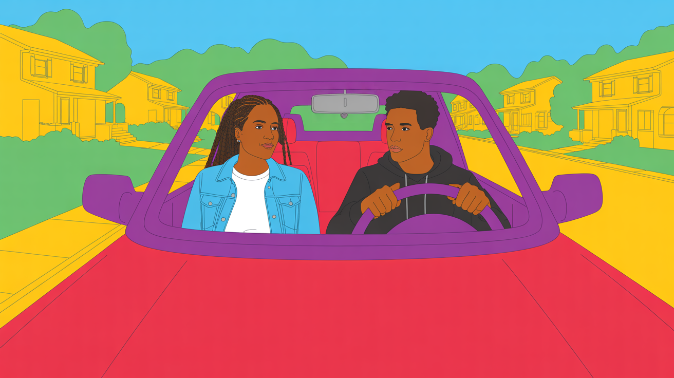 young people in car